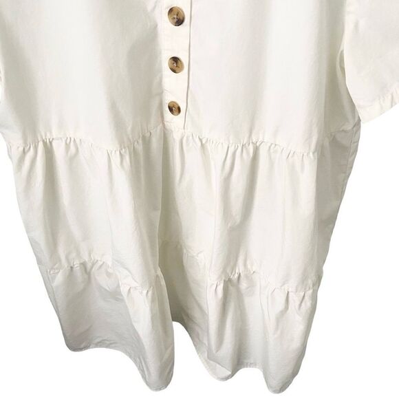 Madewell Button-Front Short Sleeve Tiered Mini Dress in Size Large in Lighthouse - Picture 8 of 12
